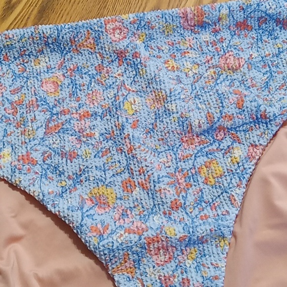 J.CREW 3X Womens Bikini Bottom NEW Swim Swimwear Vacation Floral LIGHT BLUE - Picture 4 of 7
